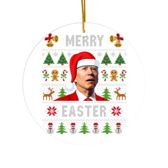 Funny Joe Biden Happy Easter Ugly Christmas Ceramic Ornaments