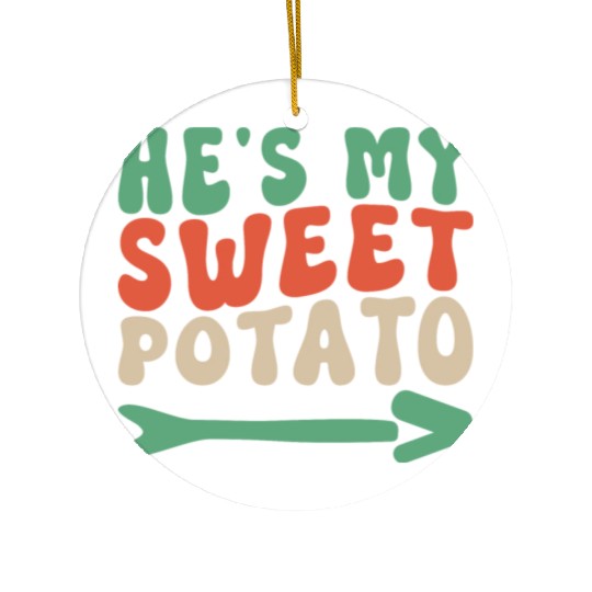 Groovy He's My Sweet Potato Couple's Matching Ceramic Ornaments
