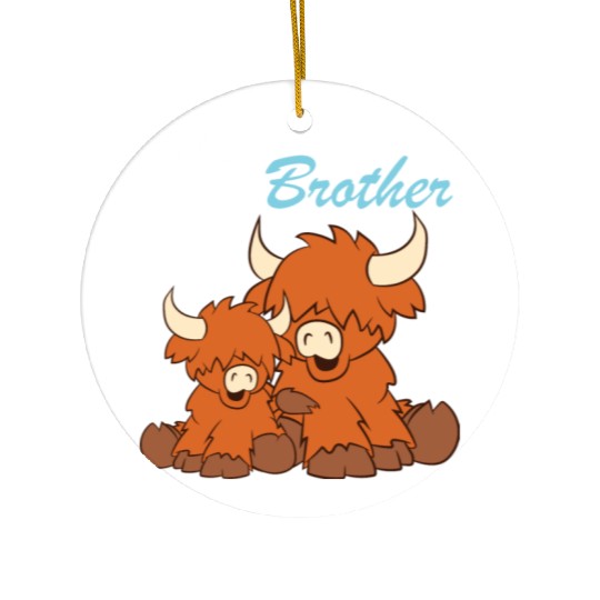 Highland Cattle - Big Brother Ceramic Ornaments