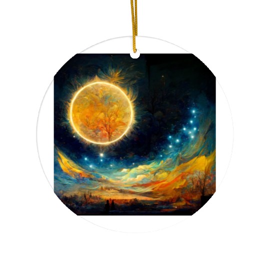 Full moon and Sun Ceramic Ornaments