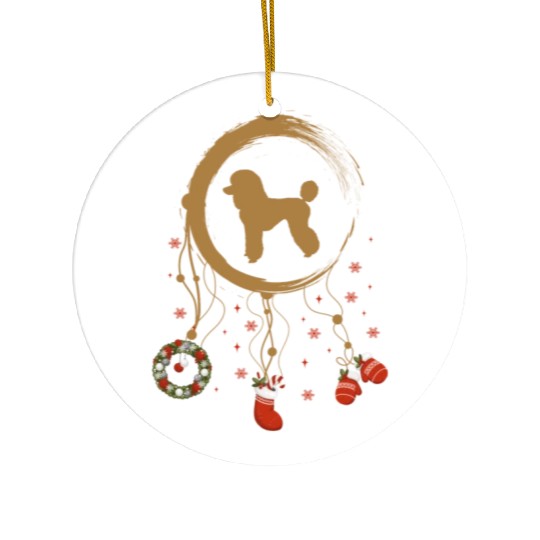 dog dreamcatcher Christmas Poodle Ceramic Ornaments