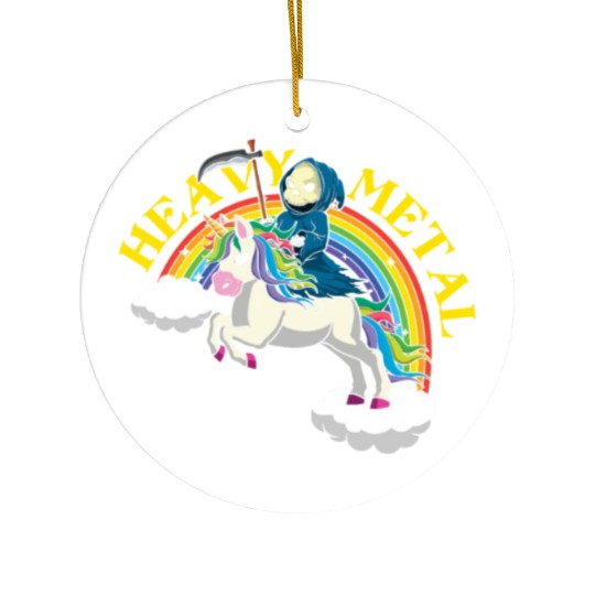 Skeleton Unicorn Rainbow Metal Music Heavy Rock Ceramic Ornaments