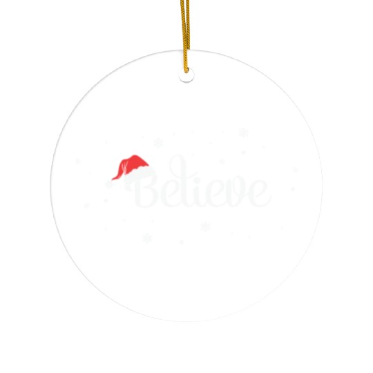 Xmas Christmas Believe Snowflakes Santa Hat Ceramic Ornaments