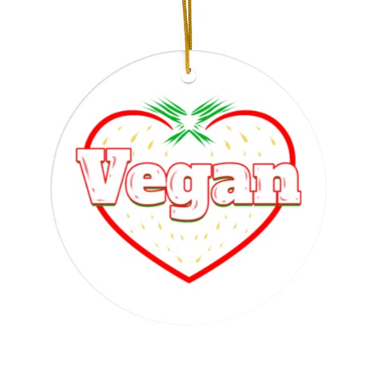 Strawberry Logo For Vegetarians - Go Vegan Ceramic Ornaments