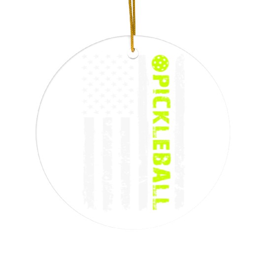 Pickleball American Flag And Ball Ceramic Ornaments