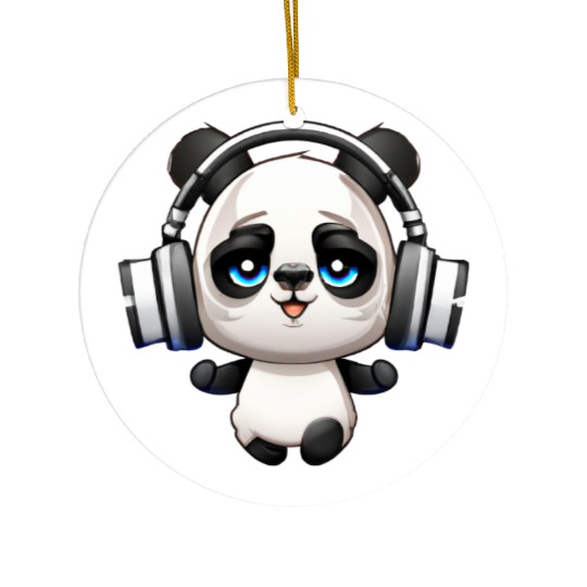Cute Music Loving Panda Cartoon Ceramic Ornaments