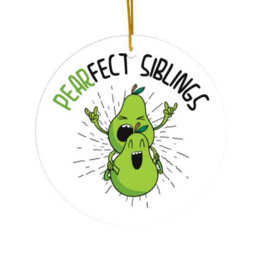 Siblings Pear Fruit Big Brother Sister Goals Ceramic Ornaments