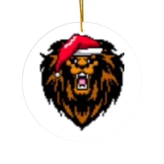 Lion Pixelated Christmas - Funny Lion Xmas Ceramic Ornaments