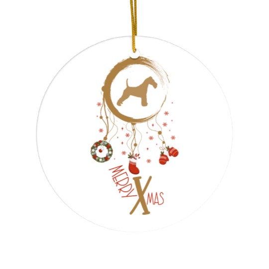 dog dreamcatcher Christmas Wire Fox Terrier Ceramic Ornaments
