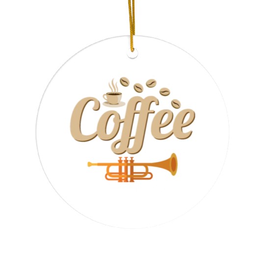Running On Coffee & Trumpet Trumpeter Player Ceramic Ornaments