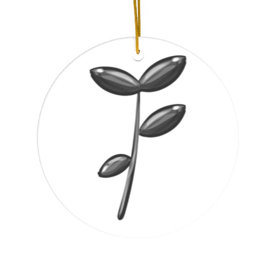 plant icon nature gray leaves Ceramic Ornaments
