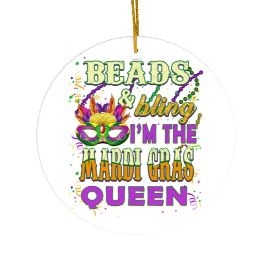 Beads and Bling I'm The Mardi Gras Queen Ceramic Ornaments