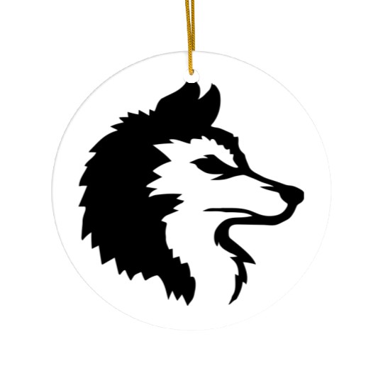 Alpha Wolf Cool Logo Ceramic Ornaments