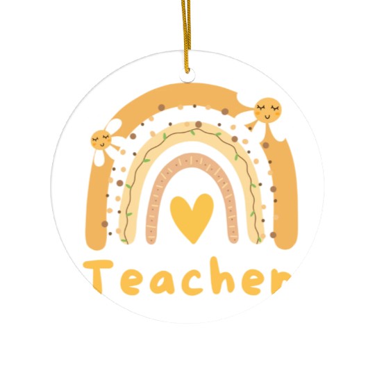 Cute Yellow Floral Teacher Ceramic Ornaments