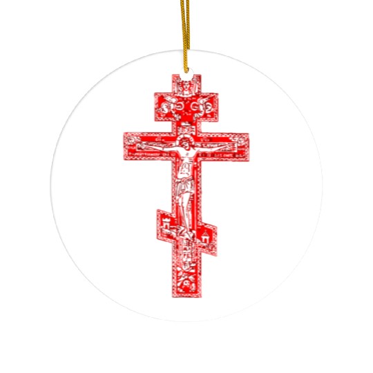 Russian Orthodox Three Bar Cross Classic Ceramic Ornaments