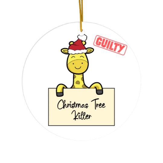 Giraffe christmas funny prison Ceramic Ornaments