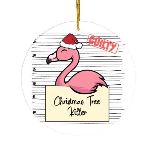 Flamingo christmas funny prison Ceramic Ornaments