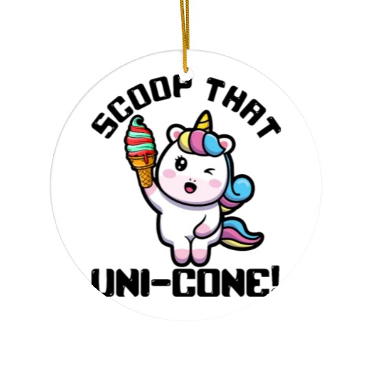 Rainbow Cute Unicorn Ice Cream Lover Mythical Ceramic Ornaments