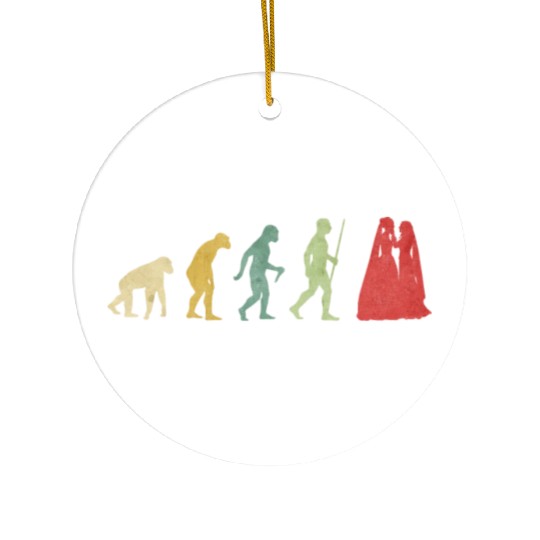 Lesbian Couple Romantic Wedding Wife Evolution Ceramic Ornaments