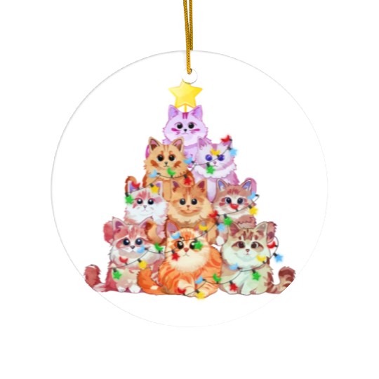 Cats tangled in Christmas Lights - Cat Christmas Ceramic Ornaments
