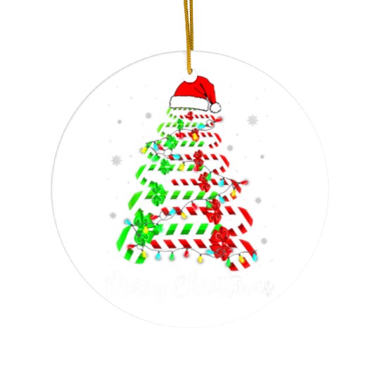 Candy Cane Santa Hat Funny Xmas Tree Merry Ceramic Ornaments