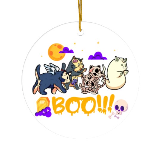 Boo! | Spooky Funny Halloween | Mummy Skeleton Ceramic Ornaments