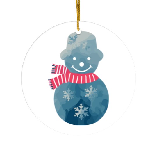 Snowman with pink scarf. Ceramic Ornaments