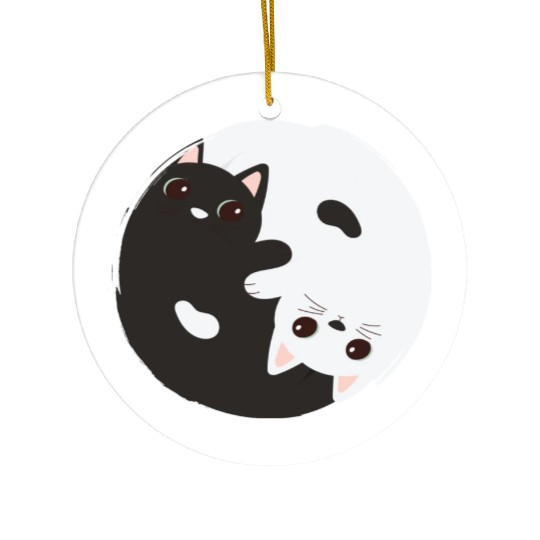 ying yang cat Ceramic Ornaments