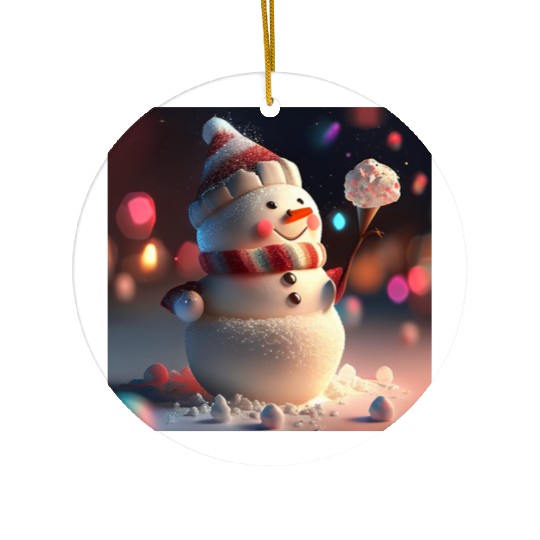 Snowman holding Candy Ceramic Ornaments