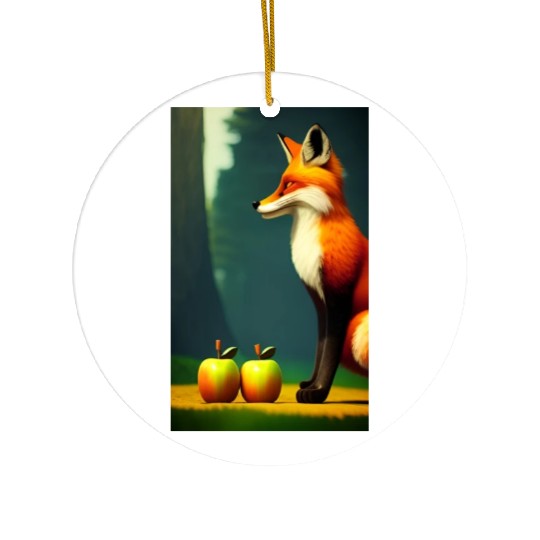 Fox and apples Ceramic Ornaments