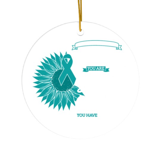 Cervical Cancer Awareness Month Teal Sunflower Ceramic Ornaments