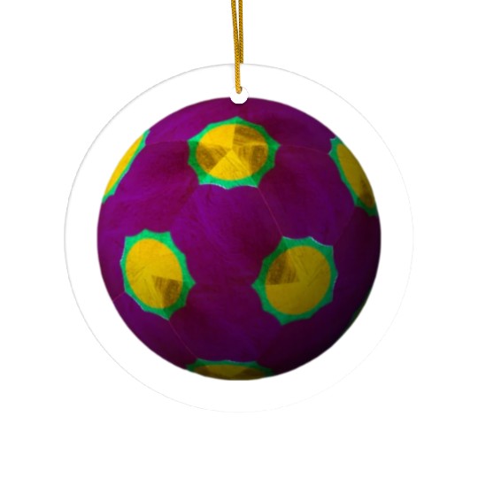 Purple 3D Sphere with Green Symmetric Shape Ceramic Ornaments