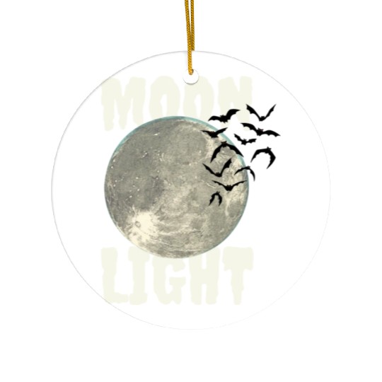 Dark Green Illustrated Moon Light Bat Ceramic Ornaments