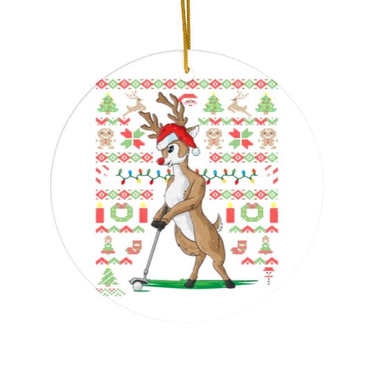 Golf Reindeer Pun Golfer Ugly Christmas Golfing Ceramic Ornaments