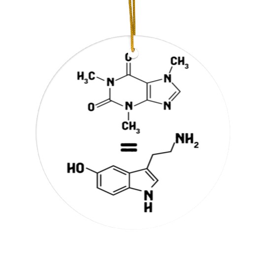 Caffeine Equals Serotonin Molecule Dopamine Ceramic Ornaments