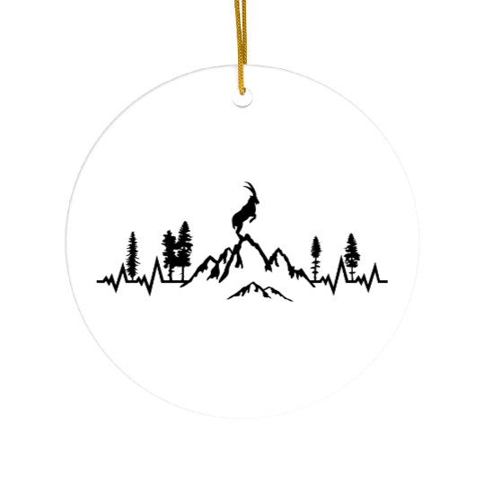 Mountain and Ibex pulse heart beat, mountain goat Ceramic Ornaments