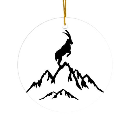 Mountain and Ibex, Mountains and Mountain goat Ceramic Ornaments