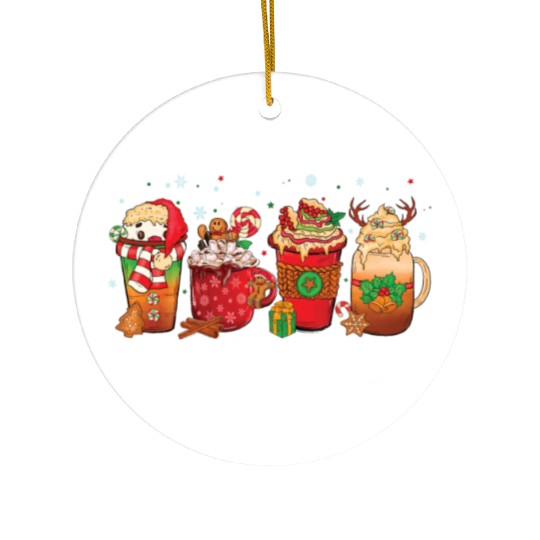 Hot Chocolate Cup Peppermint Mocha Ceramic Ornaments