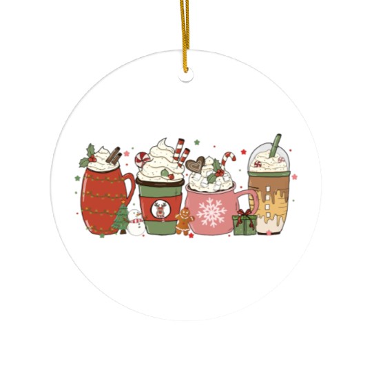 Hot Chocolate Cup Peppermint Mocha Ceramic Ornaments
