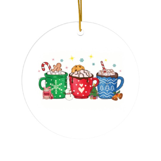 Christmas Hot Chocolate Peppermint Mocha Ceramic Ornaments