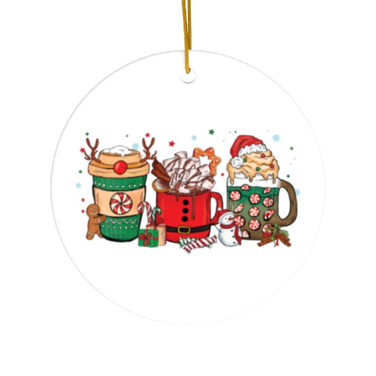 Christmas Hot Chocolate Cup Ceramic Ornaments