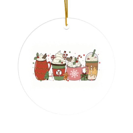Christmas Hot Chocolate Peppermint Mocha Ceramic Ornaments