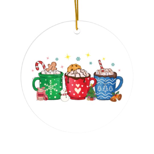 Christmas Hot Chocolate Cup Ceramic Ornaments