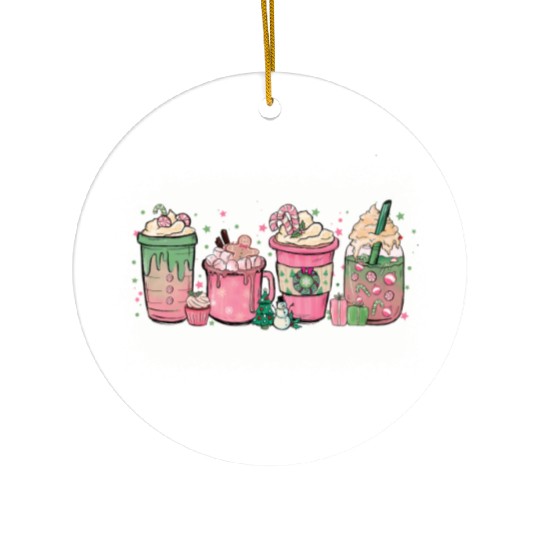 Hot Chocolate Cup Peppermint Mocha Ceramic Ornaments