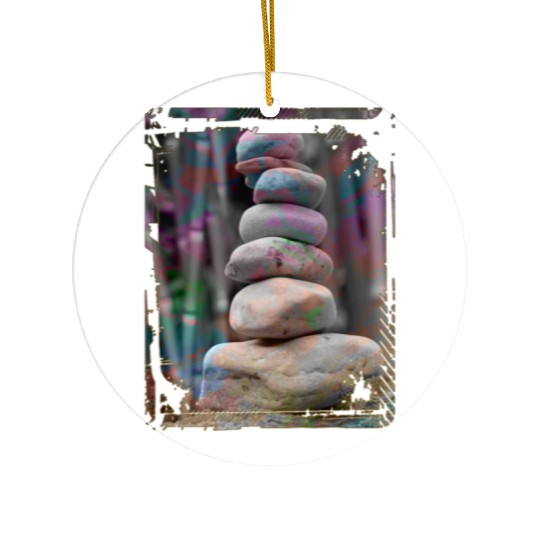 Japan Zen Buddhism Balancing Stones Rocks Bamboo Ceramic Ornaments