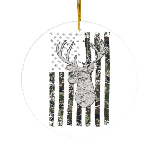 Buck Deer Hunting Camouflage Flag Hunter Ceramic Ornaments