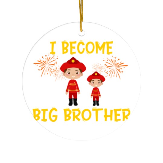 Big brother fire truck fireman Ceramic Ornaments