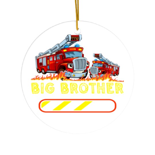 Big brother fire truck fireman Ceramic Ornaments