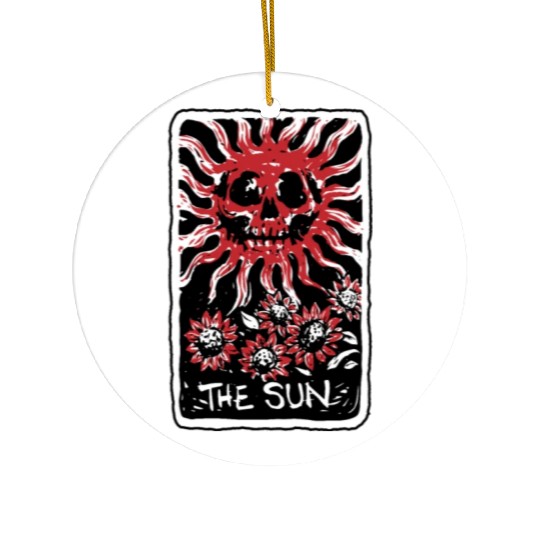 The Sun Blood Red Skeleton Skull Tarot Card Ceramic Ornaments