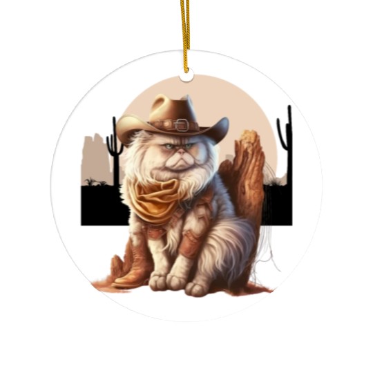 Cat Cowboy Hat meow Cowboy Cat Meme Ceramic Ornaments